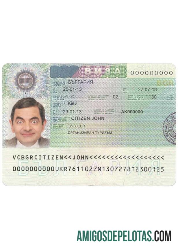 Visto BULGÁRIA exemplo